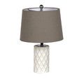 Litex Industries 16.75" Table Lamp, White Glass Base and Grey Shade BL31LTX